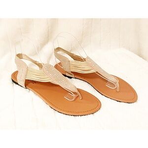 GOLDEN ROAD Sz 9 Peach Embellished Fashion Sandal